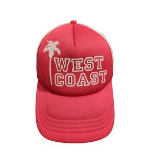 Billabong West Coast Trucker Hat Red White Palm‎ Tree Mesh Cap Men